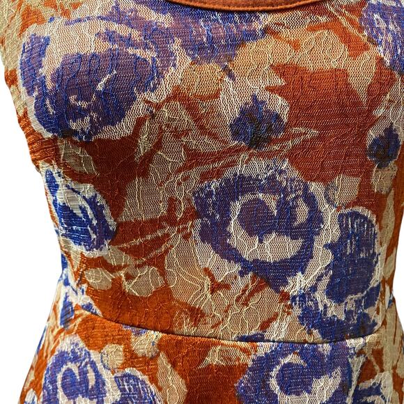 American Rag Cie floral lace Berkeley indigo combo fit & flare dress medium - Picture 2 of 6